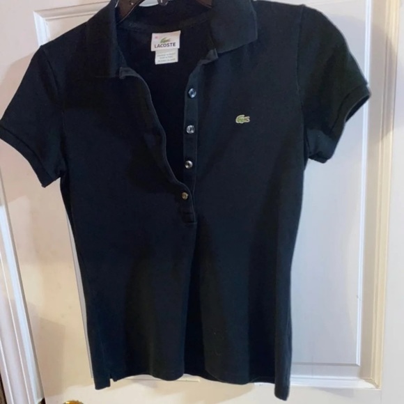 Lacoste crop polo top black cropped polo - Picture 1 of 6